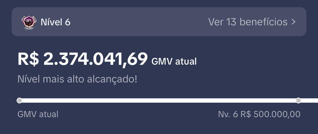 Print do GMV de Maicon e Andreia no TikTok Shop